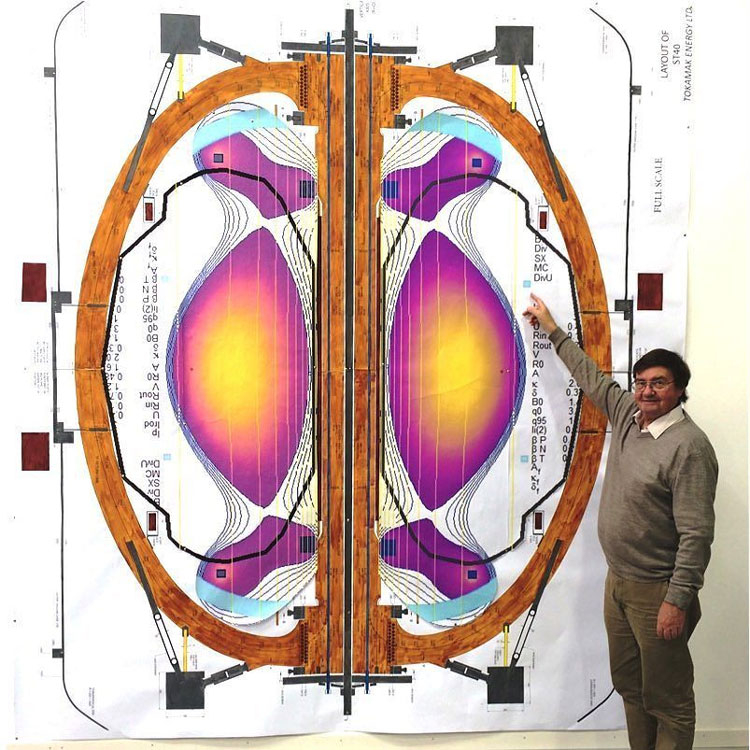 Изображение сферического токамака Tokamak Energy в разрезе в натуральную величину. Источник изображения: Tokamak Energy