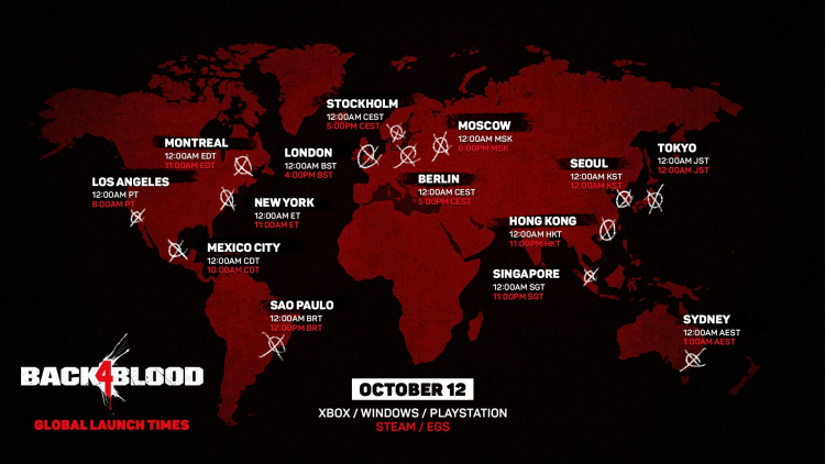Время запуска Back 4 Blood по всему миру