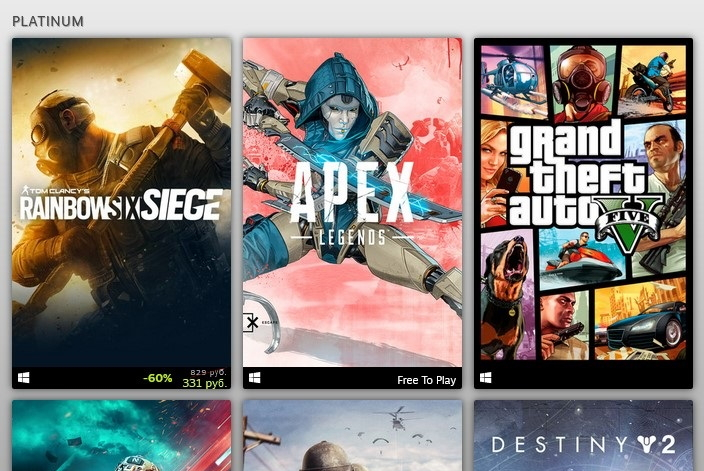 Dota 2, CS:GO и GTA V попадают в «платиновый» эшелон шестой год, PUBG и Rainbow Six Siege — пятый, а Destiny 2 — третий (увеличение по нажатию)