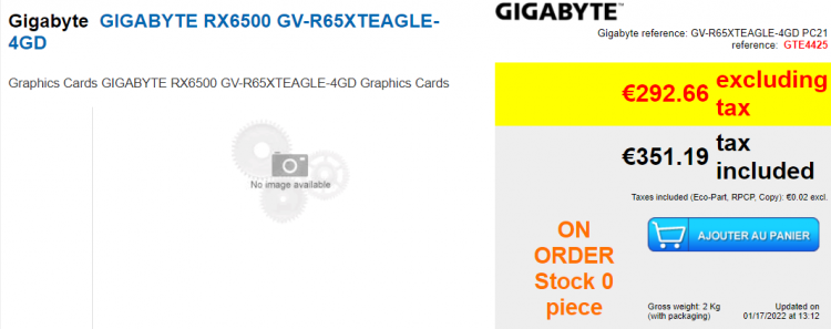 Gigabyte Radeon RX 6500 XT Eagle. Источник изображения: PC21.fr