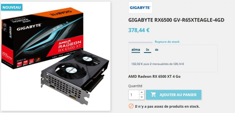 Gigabyte Radeon RX 6500 XT Eagle. Источник: Achatnet